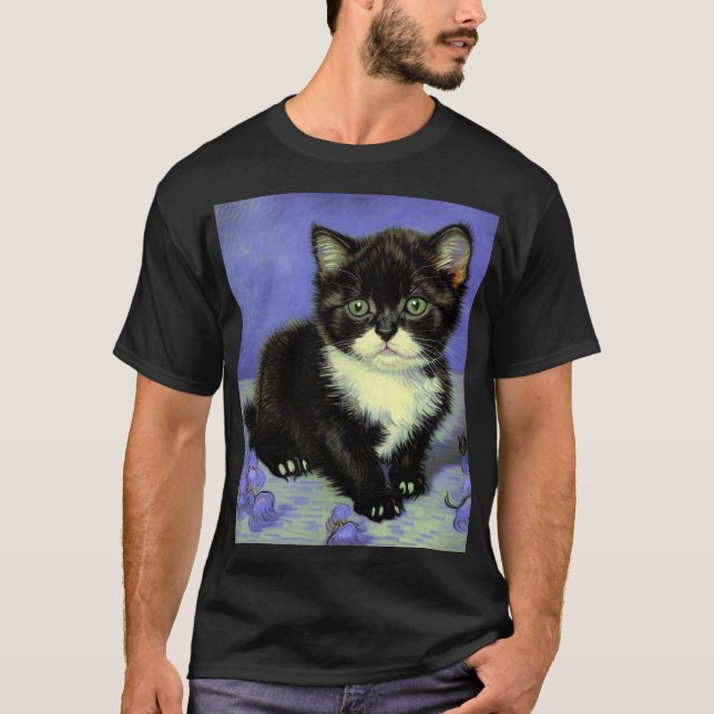 Van Gogh Tuxedo Kitten T-Shirt (Front)