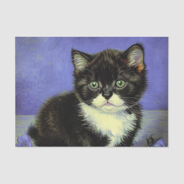 Van Gogh Tuxedo Kitten Tissue Paper (Front)