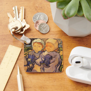 Van Gogh, Two Children, Vintage Impressionism Art Keychain