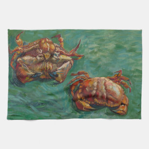 Van Gogh Two Crabs Green Impressionist Art Kitchen Towel