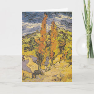 Van Gogh Two Poplars - Vibrant Yellow Nature Art Card