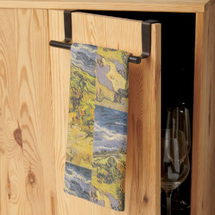 Van Gogh Two Poplars - Vibrant Yellow Nature Art Kitchen Towel