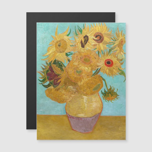 Van Gogh - Vase avec 12 tournesols Carte magnétiqu (Devant / Derrière)