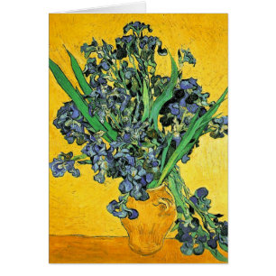 Van Gogh - Vase avec iris Fond jaune