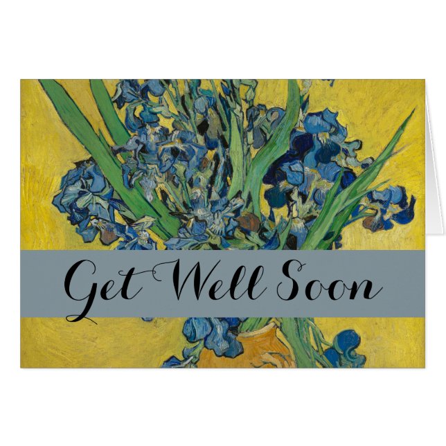 Van Gogh Vase avec Irises sur Yellow (Devant horizontal)