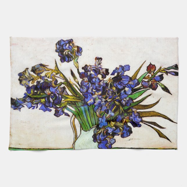 Van Gogh Vase of Irises Kitchen Towel (Horizontal)