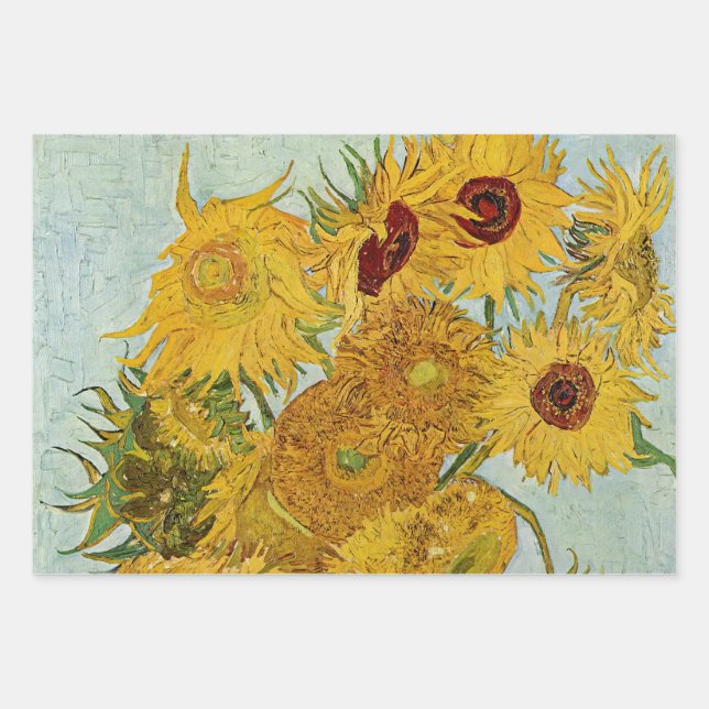 Van Gogh - Vase with 12 Sunflowers Wrapping Paper Sheet (Front)