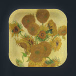 Van Gogh - Vase with 15 Sunflowers Paper Plate<br><div class="desc">Vase with Fifteen Sunflowers / Vase avec quinze tournesols - Vincent Van Gogh,  August 1888 - Sunflowers 1888 fouth version (F454)</div>