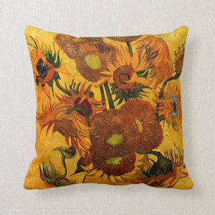 Van Gogh - Vase with 15 Sunflowers Throw Pillow