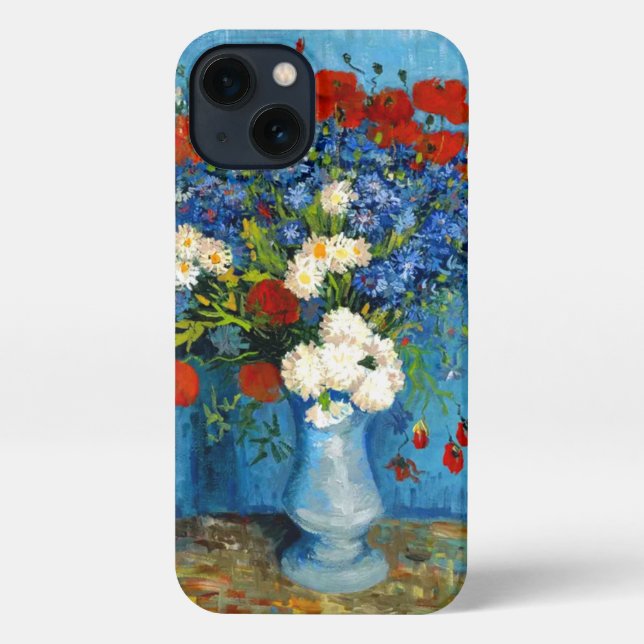 Van Gogh Vase with Cornflowers and Poppies iPhone Case (Back)