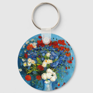 Van Gogh Vase with Cornflowers and Poppies Keychain