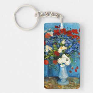 Van Gogh Vase with Cornflowers and Poppies Keychain