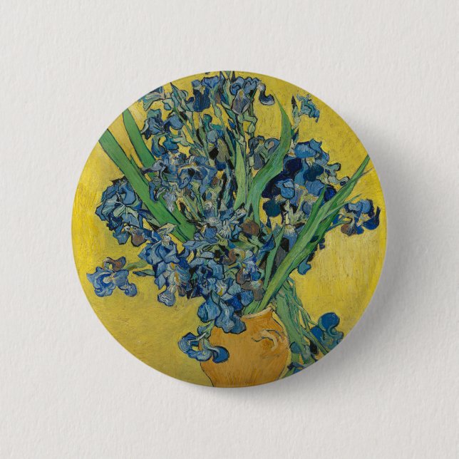 Van Gogh Vase with Irises Classic Impressionism 2 Inch Round Button (Front)