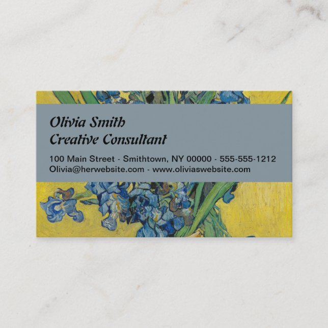 Van Gogh Vase with Irises Classic Impressionism Business Card (Front)