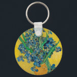 Van Gogh Vase with Irises Classic Impressionism Keychain<br><div class="desc">Van Gogh Vase with Irises - this flower flora painting shows a vase with Iris against a yellow background by Vincent van Gogh,  1890. Van Gogh Museum,  Amsterdam.</div>