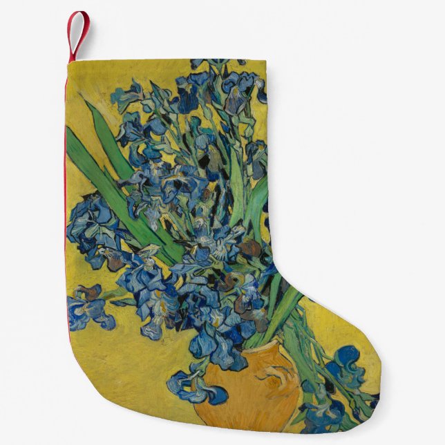 Van Gogh Vase with Irises Classic Impressionism Small Christmas Stocking (Front)