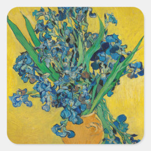 Van Gogh Vase with Irises Classic Impressionism Square Sticker