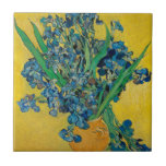 Van Gogh Vase with Irises Classic Impressionism Tile<br><div class="desc">Van Gogh Vase with Irises - this flower flora painting shows a vase with Iris against a yellow background by Vincent van Gogh,  1890. Van Gogh Museum,  Amsterdam.</div>