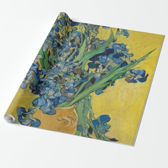 Van Gogh Vase with Irises Classic Impressionism Wrapping Paper (Unrolled)