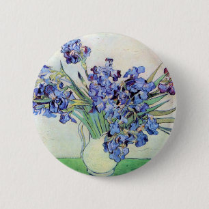 Van Gogh Vase with Irises, Vintage Floral Fine Art 2 Inch Round Button