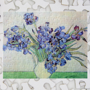 Van Gogh Vase with Irises, Vintage Floral Fine Art Jigsaw Puzzle