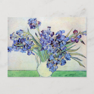 Van Gogh Vase with Irises, Vintage Floral Fine Art Postcard