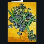 Van Gogh - Vase with Irises Yellow Background<br><div class="desc">This oil on canvas from 1890, painted by Van Gogh during his stay at the asylum in Saint-Rémy France, shows a vase full of blue and purple iris flowers against a bright yellow background. Unlike similar stores, Art Lover's Cafe features classic, high resolution works of art that have been carefully...</div>