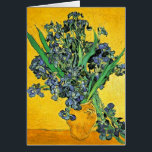 Van Gogh - Vase with Irises Yellow Background<br><div class="desc">This oil on canvas from 1890, painted by Van Gogh during his stay at the asylum in Saint-Rémy France, shows a vase full of blue and purple iris flowers against a bright yellow background. Unlike similar stores, Art Lover's Cafe features classic, high resolution works of art that have been carefully...</div>