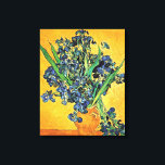 Van Gogh - Vase with Irises Yellow Background Canvas Print<br><div class="desc">Vincent Van Gogh's Still Life Vase with Irises Against a Yellow Background. This oil on canvas from 1890, painted by Van Gogh during his stay at the asylum in Saint-Rémy France, shows a vase full of blue and purple iris flowers against a bright yellow background. Unlike similar stores, Art Lover's...</div>