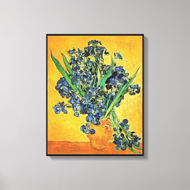 Van Gogh - Vase with Irises Yellow Background Canvas Print (Front)