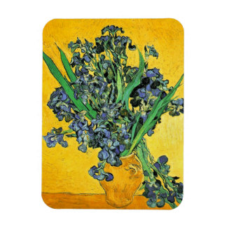 Van Gogh - Vase with Irises Yellow Background Magnet