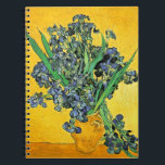 Van Gogh - Vase with Irises Yellow Background Notebook<br><div class="desc">This oil on canvas from 1890, painted by Van Gogh during his stay at the asylum in Saint-Rémy France, shows a vase full of blue and purple iris flowers against a bright yellow background. Unlike similar stores, Art Lover's Cafe features classic, high resolution works of art that have been carefully...</div>