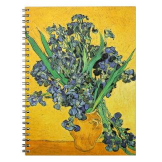 Van Gogh - Vase with Irises Yellow Background Notebook