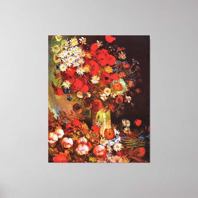 Van Gogh - Vase with Poppies, Cornflowers, Peonies Canvas Print (Front)