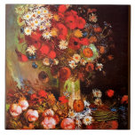Van Gogh - Vase with Poppies, Cornflowers, Peonies Tile<br><div class="desc">Van Gogh painting,  Vase with Poppies,  Cornflowers,  Peonies and Chrysanthemums.</div>