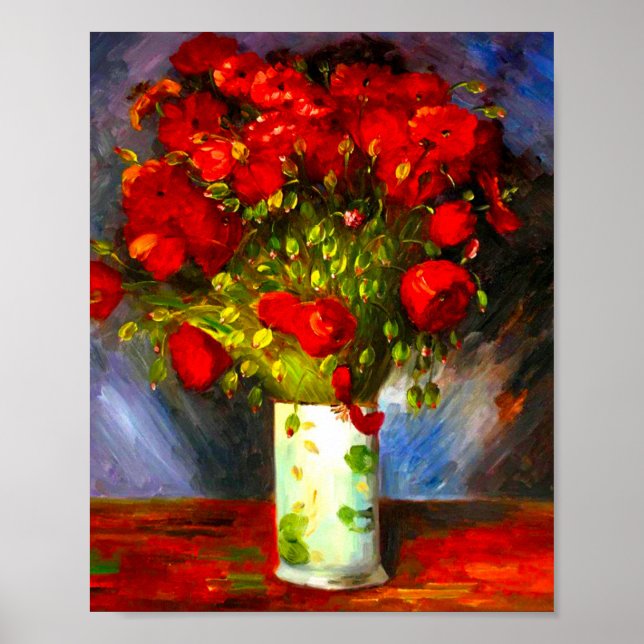 Van Gogh Vase with Poppies Poster (Front)