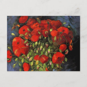 Van Gogh Vase with Red Poppies, Vintage Fine Art Postcard