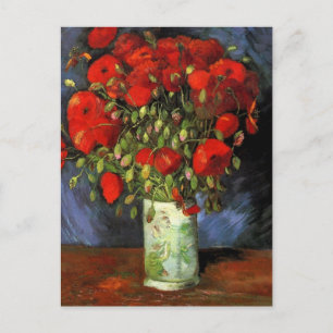 Van Gogh Vase with Red Poppies, Vintage Fine Art Postcard