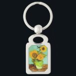 Van Gogh, Vase with Three Sunflowers Keychain<br><div class="desc">Vincent van Gogh's famous painting,  Vase with Three Sunflowers</div>