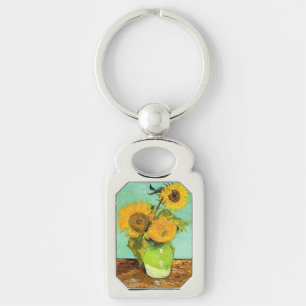 Van Gogh, Vase with Three Sunflowers Keychain