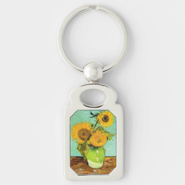 Van Gogh, Vase with Three Sunflowers Keychain (Front)