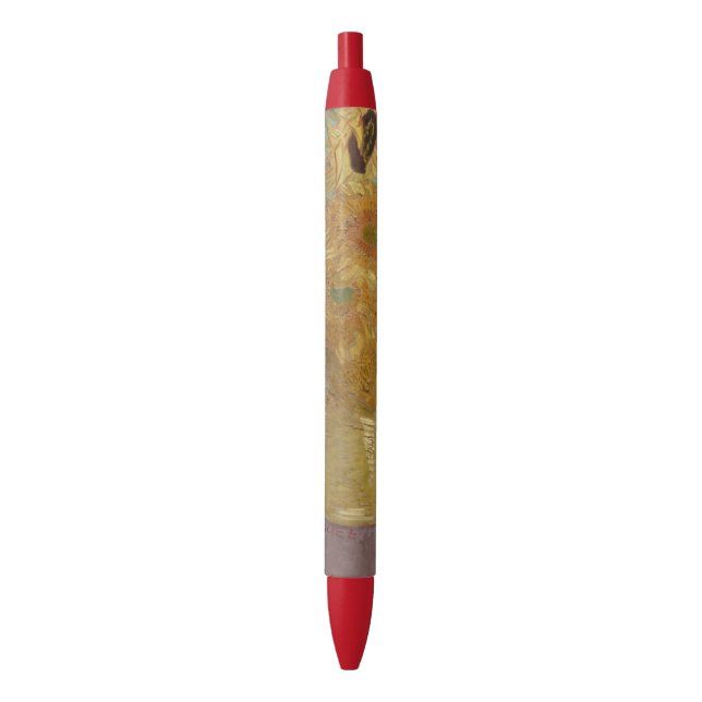 Van Gogh Vase with Twelve Sunflowers Black Ink Pen (Front Vertical)