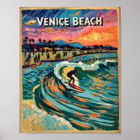Van Gogh Venice Beach Surf California Retro Travel