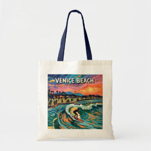 Van Gogh Venice Beach Surfing California Retro Tote Bag