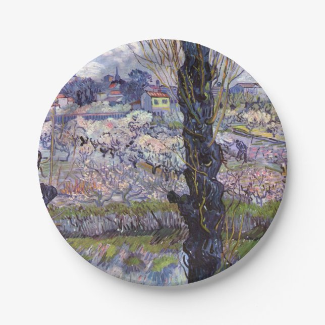 Van Gogh View Arles Flowering Garden Paper Plate (Front)