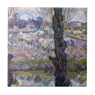 Van Gogh View Arles Flowering Garden Tile