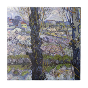 Van Gogh View of Arles Flowering Orchards Art Tile
