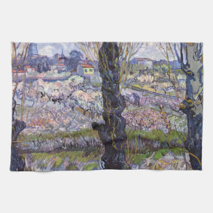 Van Gogh View of Arles Flowering Orchards Print: Kitchen Towel