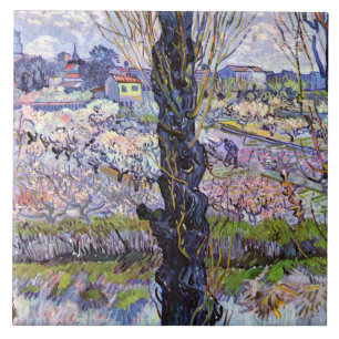 Van Gogh - View of Arles, Flowering Orchards Tile