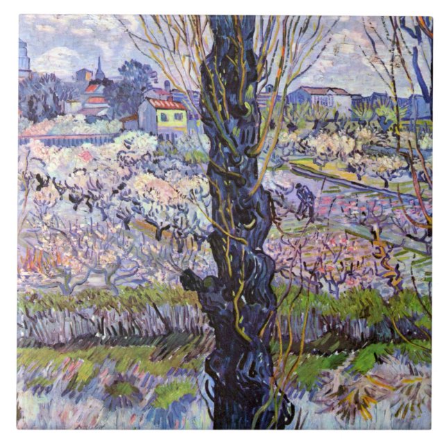 Van Gogh - View of Arles, Flowering Orchards Tile (Front)